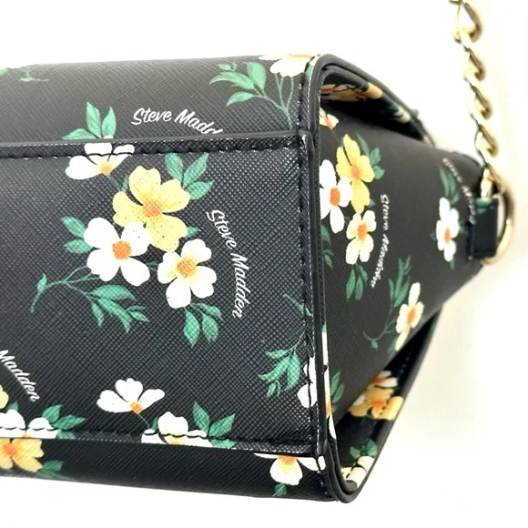 Steve Madden Blexi Structured Crossbody Bag in Black Floral Pattern - Picture 7 of 15